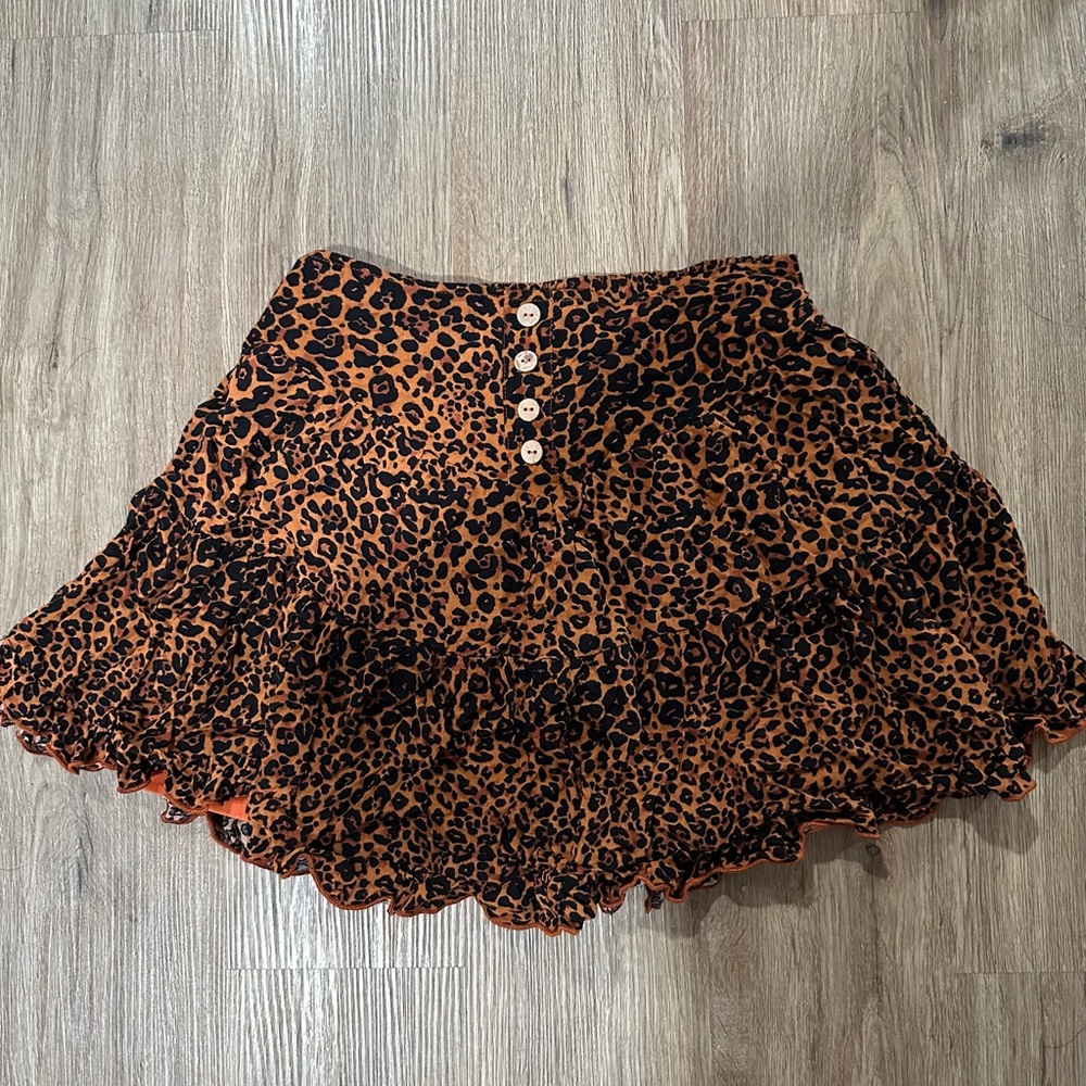 Leopard Print Ruffled Skirt